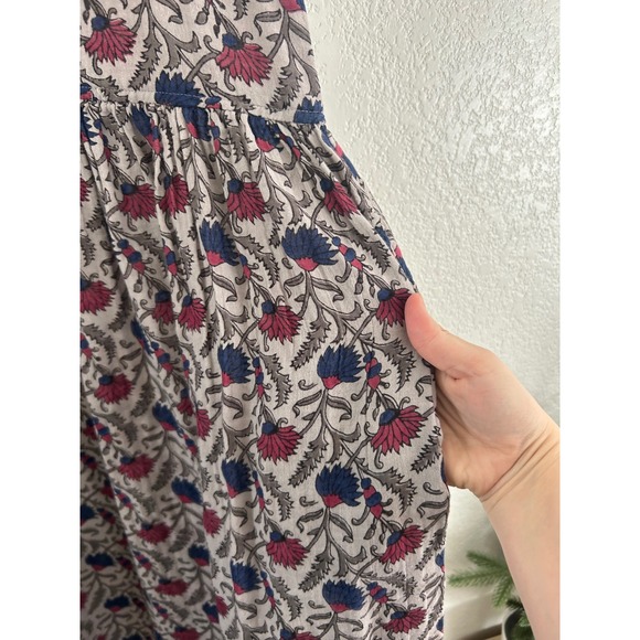 Natural Life Floral Overall Cotton Midi Dress Button Front Waist Cotton M Modest - Picture 14 of 15